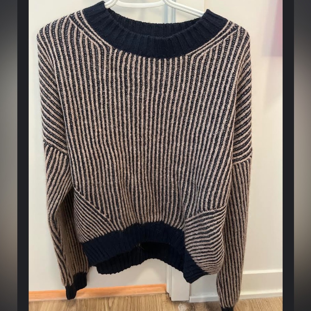 Knit pink and blue sweater